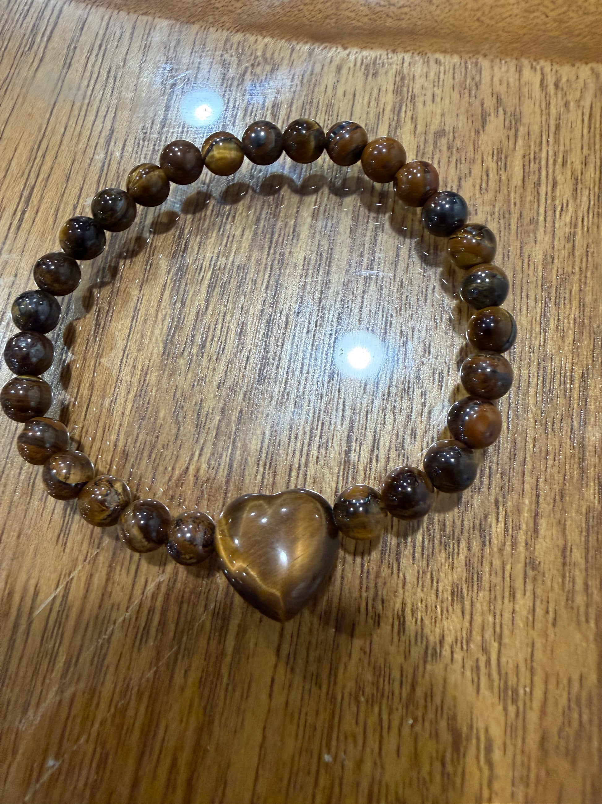Brown Amethyst Heart Bead Bracelet