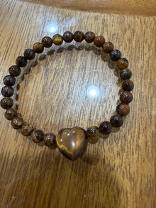 Brown Amethyst Heart Bead Bracelet