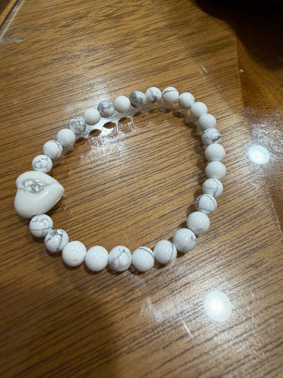 Gray Heart Bead Bracelet