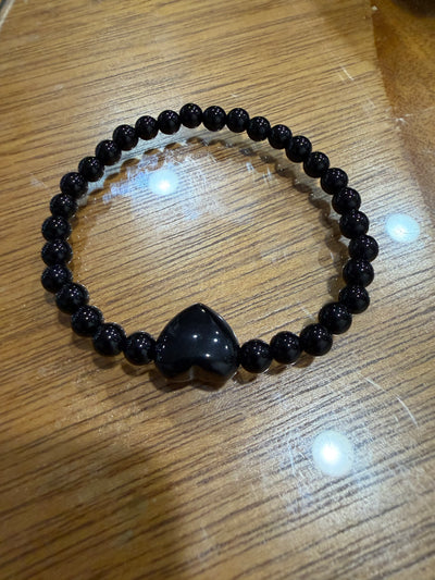 Black Heart Bead Bracelet